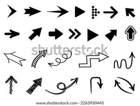 Set arrow icon. Collection different arrows recycle, painted sign. Black set arrows icons isolated – stock vector