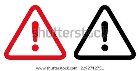 Warning, precaution, attention, alert icon, set exclamation mark in triangle shape – for stock