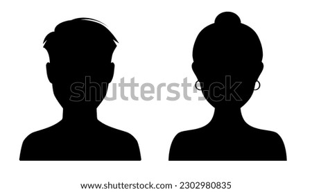 User avatar icons, button, profile symbol, flat person sign, man and woman icon – stock vector