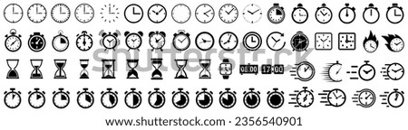 Set hourglass icons, sandglass timer, clock flat icon, time management concept, fast stopwatch line icon, urgent work, fast delivery shipping service, speed clock symbol urgency, deadline – vector