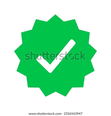 Whatsapp verified profile badge. Green verified whatsapp account icon. Social media account verification icon. Green check mark sign. Guaranteed safety person sign. Approved tick profile - vector