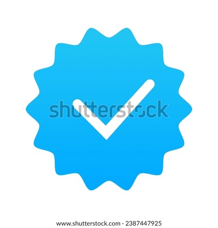 Viber verified profile badge. Blue verified viber account icon. Social media account verification icon. Blue check mark sign. Guaranteed safety person sign. Approved tick profile - vector