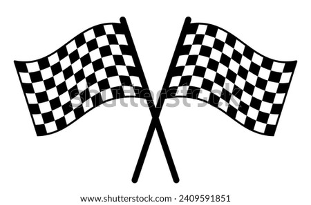 Checkered flag for car racing, two crossed sport racing flags - vector