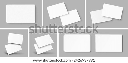 Mockup realistic business cards, blank white mockup, gift card paper placeholder template mockup with shadows effects on a gray background, collection mockup visit cards