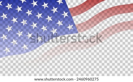 USA flag inclined, United States of America transparent waving flag