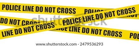 Police line do not cross, text on the yellow tape - vector