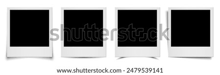 Empty white photo frame, set realistic photo card frame mockup with different shadows