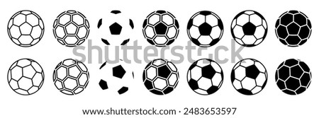 Soccer ball set icons, football signs, line soccer sport ball – vector