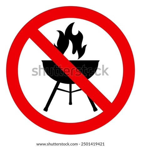 No grill icon, bbq forbidden sign, brazier sign, chargrill icon isolated