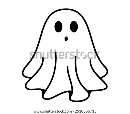 Ghost surprised icon. Cute ghost character. Funny Ghost sign. Design element for logo, badges, banners, labels, posters