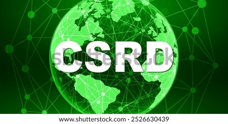 CSRD Corporate Sustainability Reporting Directive concept, CO2 emissions reduction, financial reporting standards regarding sustainability disclosures, auditing