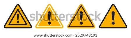 Triangle caution set icons, warning, precaution, attention, alert icon, caution sign, set exclamation mark in triangle shape