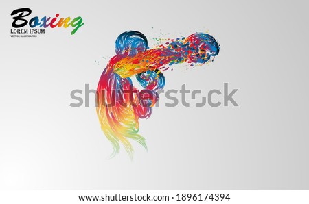 Visual drawing of boxing battle fight vs match colorful beautiful design style on white background for vector illustration, exercise, healthy lifestyle sport concept