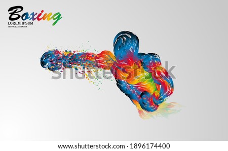 Visual drawing of boxing battle fight vs match colorful beautiful design style on white background for vector illustration, exercise, healthy lifestyle sport concept