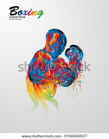 Visual drawing of boxing battle fight vs match colorful beautiful design style on white background for vector illustration, exercise, healthy lifestyle sport concept