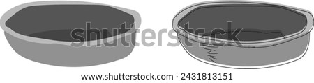 Hand drawn dish in two versions: fill, fill and rough stroke. Isolated on white background. Vector illustration.