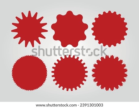 Red Batch Label Icon Vector Set