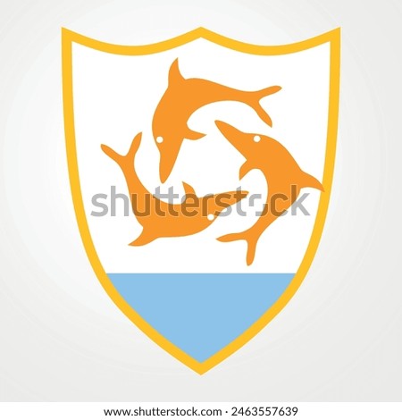 Anguilla coat of arms vector illustration isolated. Caribbean island national symbol. United Kingdom territory. Offshore financial center. Anguilla emblem, part of flag. National banner symbol.