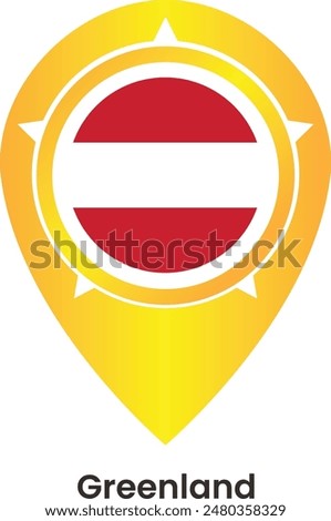 Flat Illustration of Greenland flag. Greenland national flag design. Greenland Wave flag.