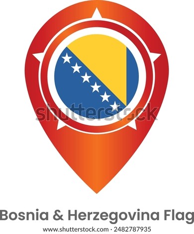 flat map marker icon with bosnia herzegovina flag isolated on white background