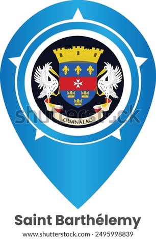 saint Barthelemy  location pointing icon vector, saint Barthelemy flag icon