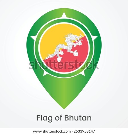 National Flag of Bhutan, pin map icon