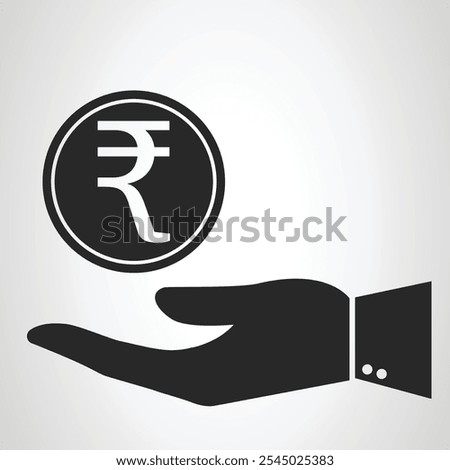 Hand Rupee Coin Silhouette Icon Business Banking Illustration