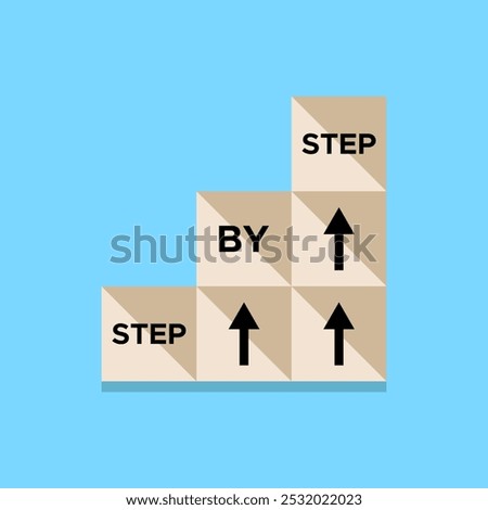 Step by Step business growth strategy business plan cube with upside growing arrows vector illustration 