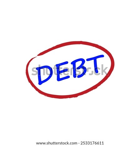 Debt ceiling word hand writing. Financial business payment loan taxes cost cut deduction concept vector illustration 