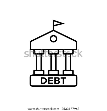 Debt word written on bank office or building icon with flag vector illustration 