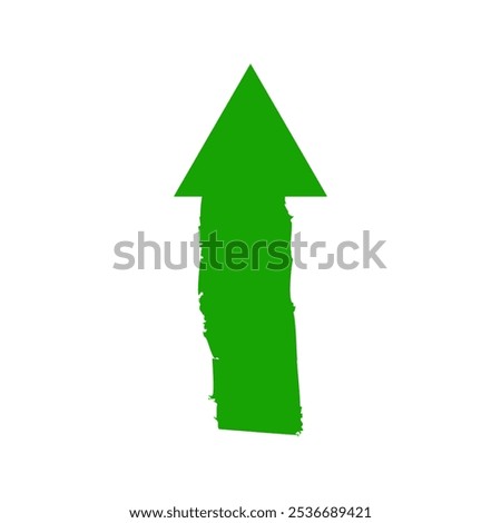 grunge green arrow moving up top high growth icon isolated on white