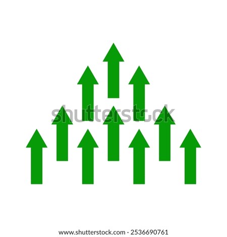 green arrows moving up side high top increasing business growth concept. isolated 