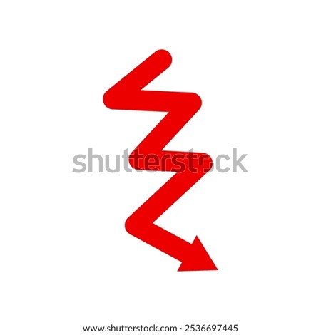 moving down red arrow graph sign showing business stats growth down decreasing vector illustration isolated 