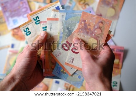 Image, Stock Photo Got a euro? Concept poverty, begging, begging and borrowing money.