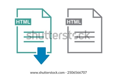 HTML icon on white background. file HTML download icon.