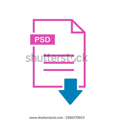 PSD icon on white background. file PSD download icon.