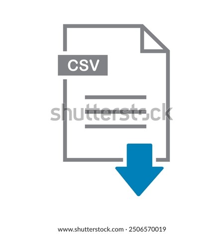 Csv icon on white background. file Csv download icon.