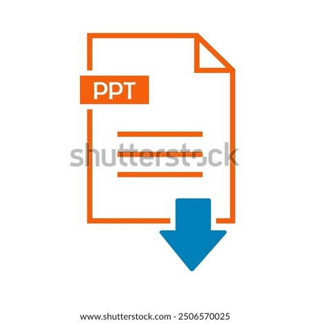 Ppt icon on white background. file Ppt download icon.