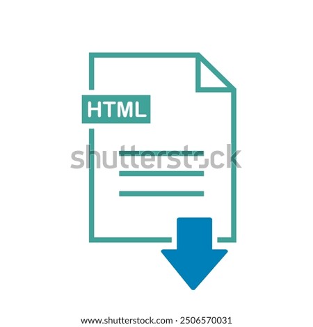 HTML icon on white background. file HTML download icon.