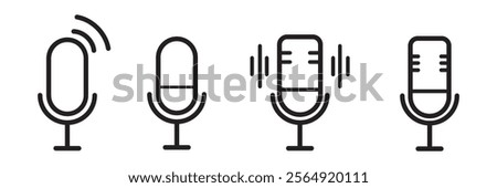 Microphone vector icon set. Microphones audio podcast vector icons. Microphone - Illustration Icons.