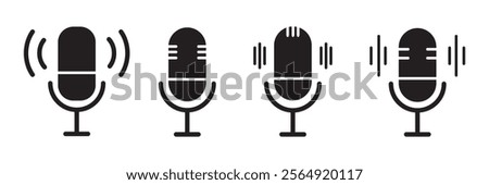 Microphone vector icon set. Microphones audio podcast vector icons. Microphone - Illustration Icons.