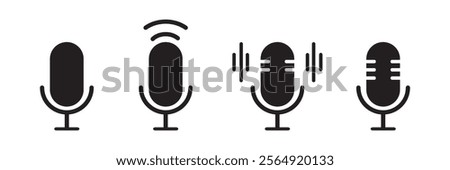 Microphone vector icon set. Microphones audio podcast vector icons. Microphone - Illustration Icons.