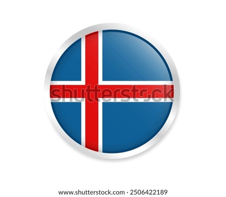 Flag of Iceland. Round flag. Flag icon. Circle flag icon logo vector illustration EPS