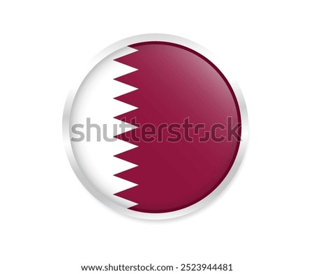 Qatar round flag icon. Round circle national flag of Qatar. vector illustration