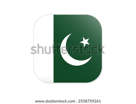 Islamic Republic of Pakistan Flag icon. Rounded square flag of Pakistan icon design, vector illustration