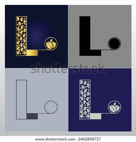 Coffee bean logo. luxury L Letter design with coffee bean pattern  elements - vector sign. L Letter logo for corporate identity.