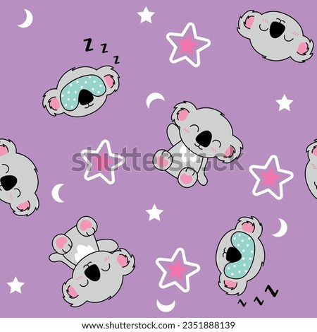 sleep cute star girl koala night