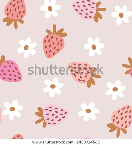 pattern fruit flowers 
strawberry cute girl