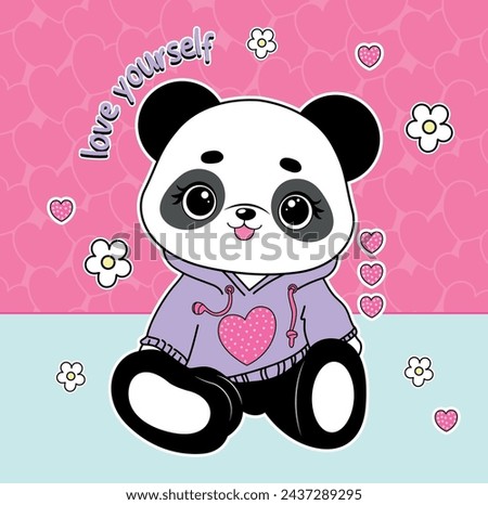 love yourself panda flowers cute girl 