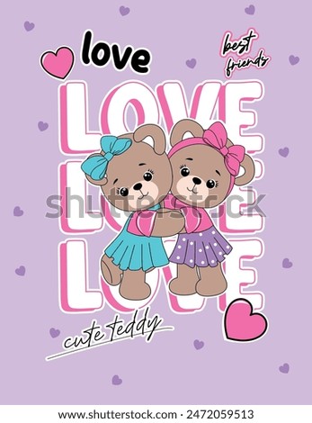 love friends so cute bear girl